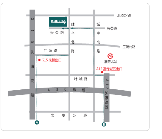 联系上海吴羽化学 地图位置